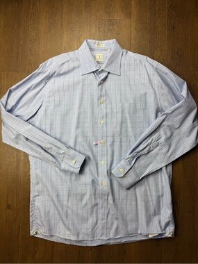 Peter Millar Light Blue Plaid Dress Shirt